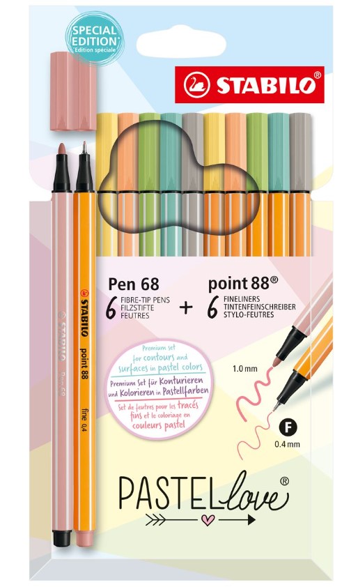 Cienkopisy Stabilo Pen & point Pastellove 12szt